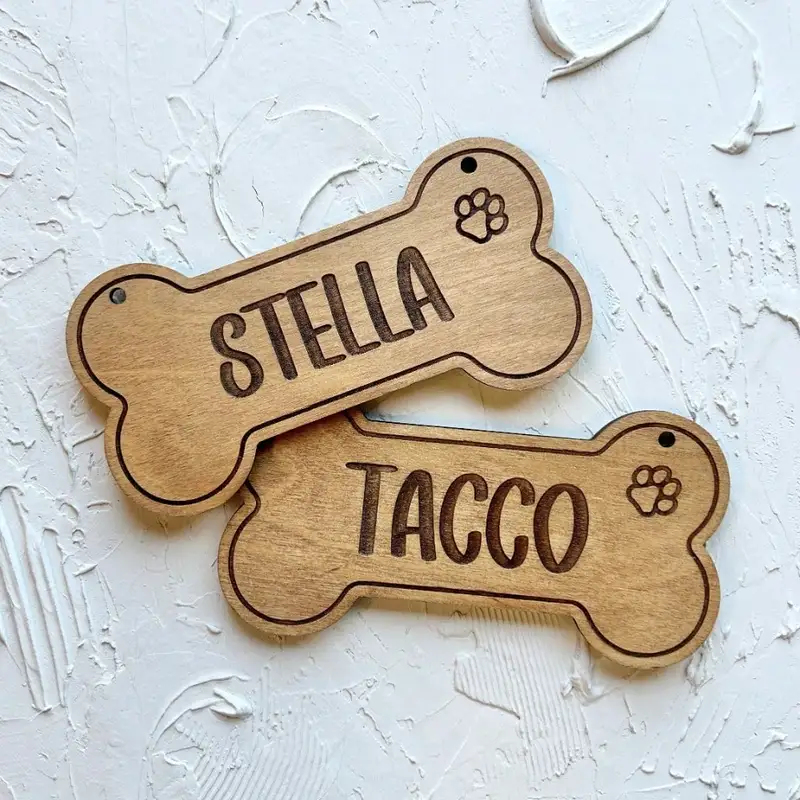 5PCS Custom Wooden Dog Tag - P - đánh giá và giá Pet Supplies Us