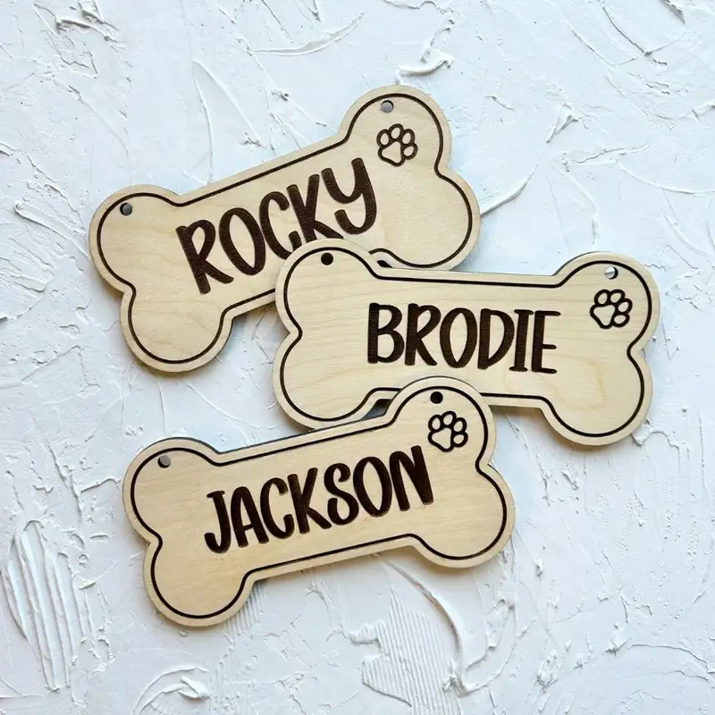 5PCS Custom Wooden Dog Tag - P - đánh giá và giá Pet Supplies Us
